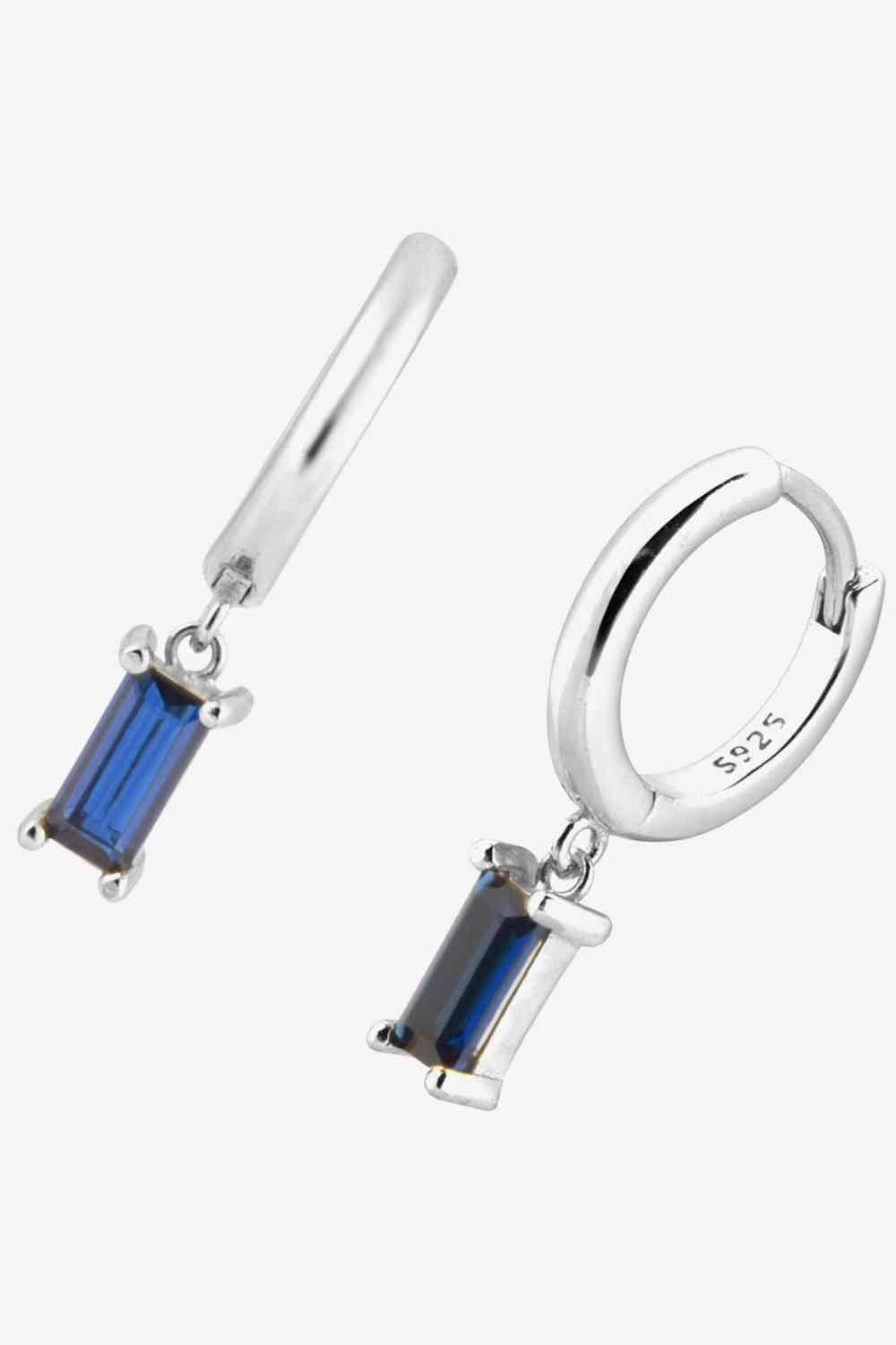 Zircon Huggie Drop Earrings - Earrings - Silver/Blue - Bella Bourget