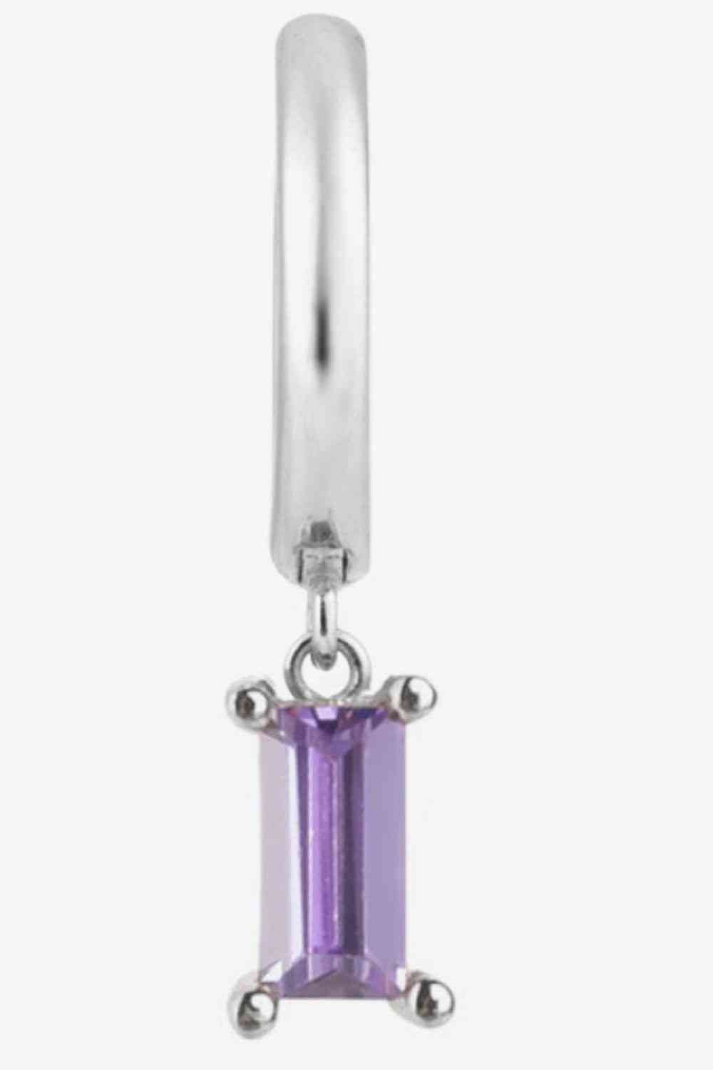 Zircon Huggie Drop Earrings - Earrings - Silver/Purple - Bella Bourget