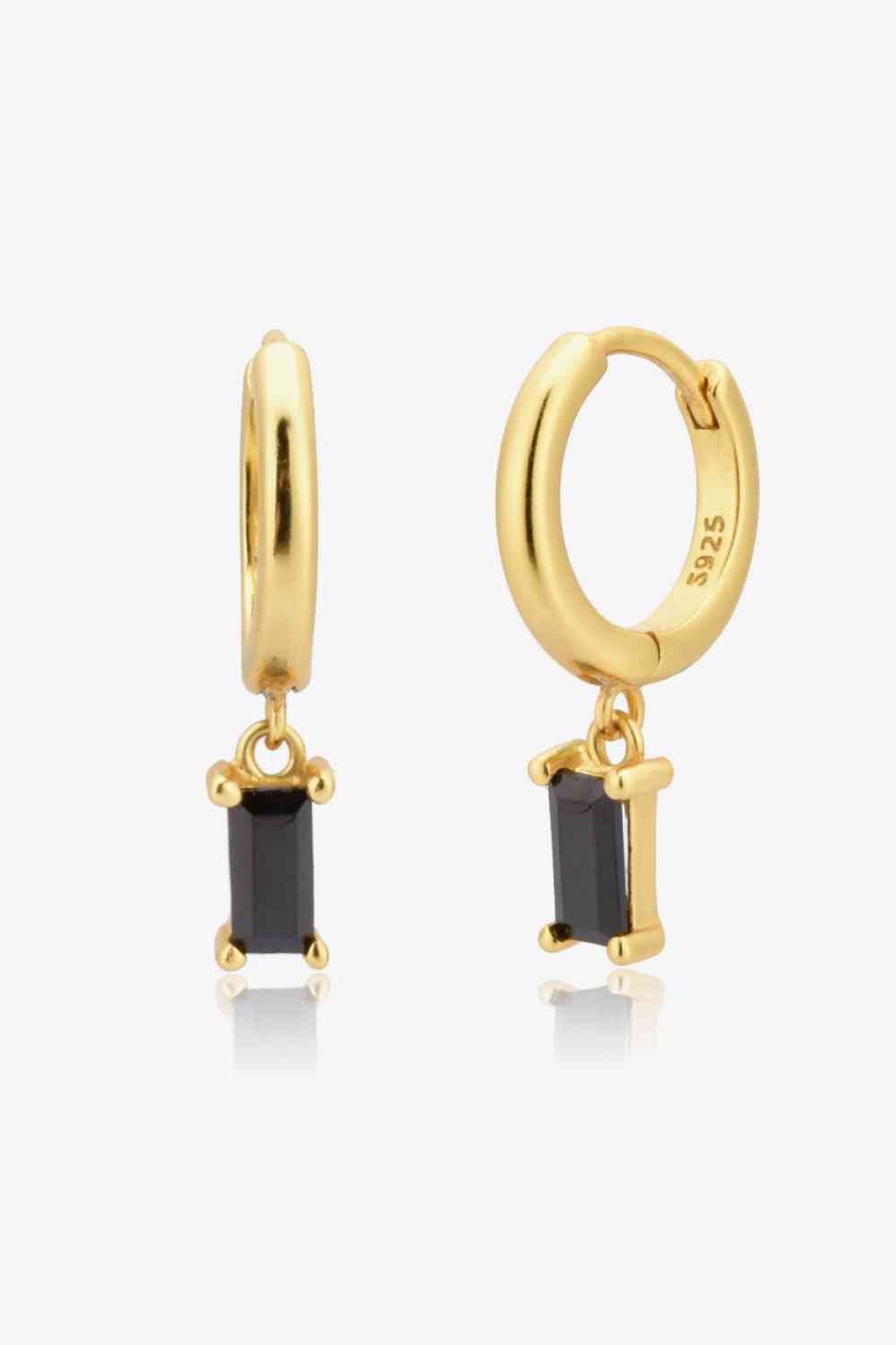 Zircon Huggie Drop Earrings - Earrings - Gold/Black - Bella Bourget