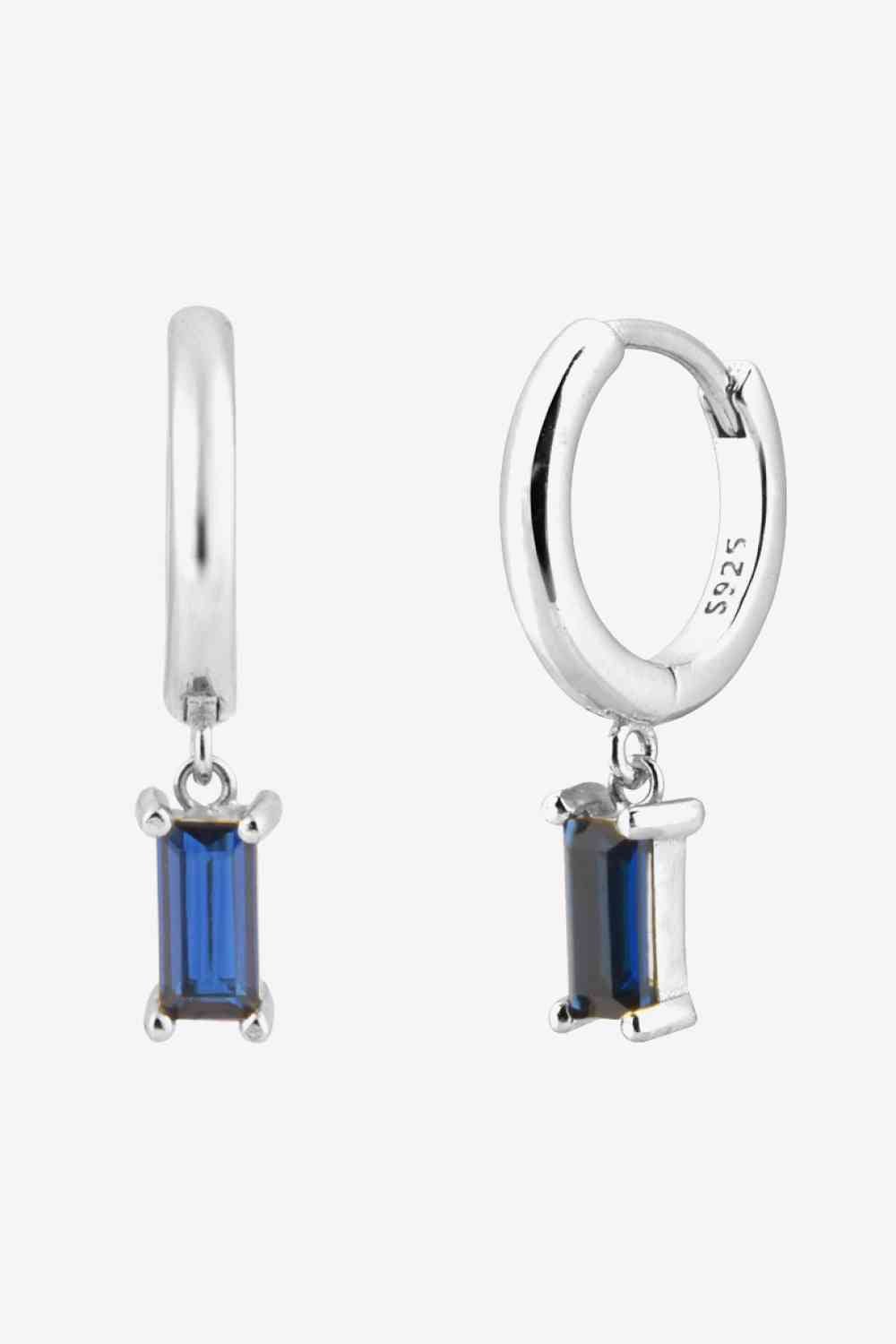 Zircon Huggie Drop Earrings - Earrings - Silver/Blue - Bella Bourget