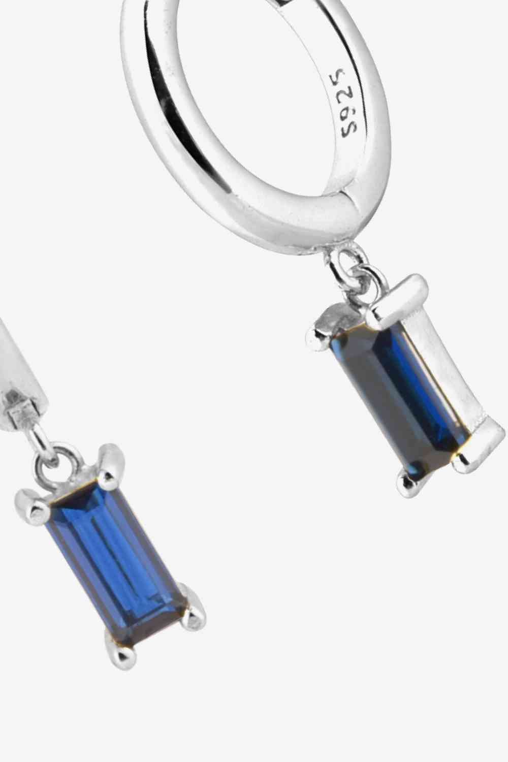 Zircon Huggie Drop Earrings - Earrings - Silver/Blue - Bella Bourget